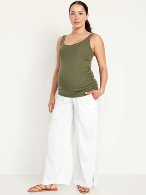 Pantalon à jambe large avec panneau rabattable de maternité