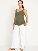 Pantalon à jambe large avec panneau rabattable de maternité