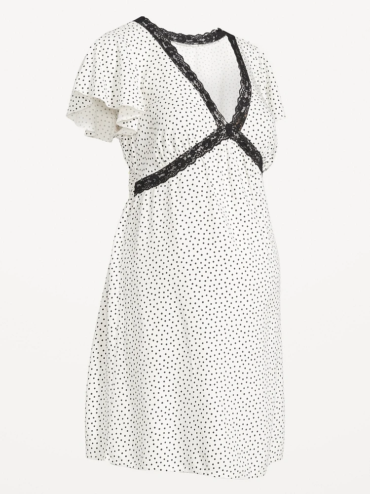 Robe courte à garniture en dentelle de maternité