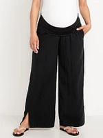 Pantalon à jambe large avec panneau rabattable de maternité