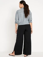 Pantalon à jambe large avec panneau rabattable de maternité