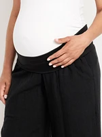 Pantalon à jambe large avec panneau rabattable de maternité
