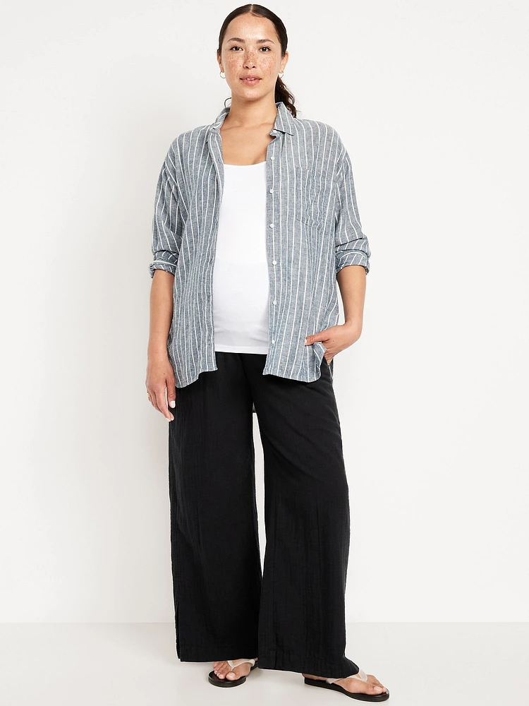 Pantalon à jambe large avec panneau rabattable de maternité