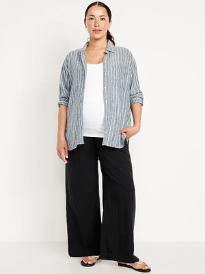 Pantalon à jambe large avec panneau rabattable de maternité