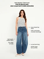 High-Waisted Pull-On Barrel Jeans