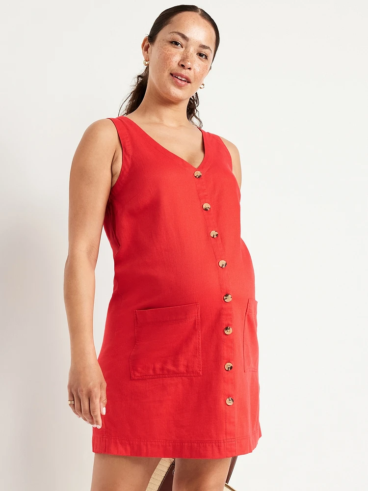 NEED FABRIC CONTENT Robe courte en denim à col en V de maternité