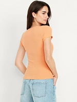Ribbed Square-Neck T-Shirt