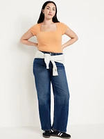 Ribbed Square-Neck T-Shirt
