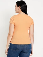 Ribbed Square-Neck T-Shirt