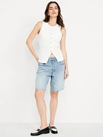 Mid-Rise Baggy Jean Bermuda Shorts -- 9-inch inseam