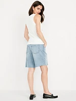 Mid-Rise Baggy Jean Bermuda Shorts -- 9-inch inseam