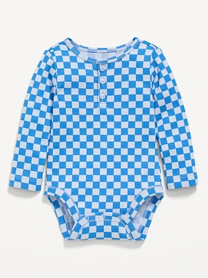 Printed Long-Sleeve Henley Bodysuit for Baby