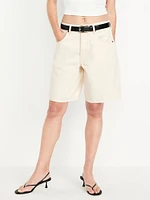 Mid-Rise Baggy Jean Bermuda Shorts -- 9-inch inseam