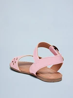 Faux-Leather Perforated Sandals for Toddler Girls