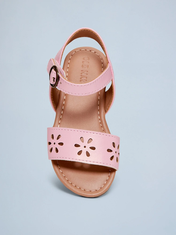 Faux-Leather Perforated Sandals for Toddler Girls