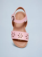 Faux-Leather Perforated Sandals for Toddler Girls