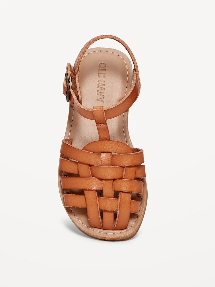 Faux-Leather Fisherman Sandals for Toddler Girls