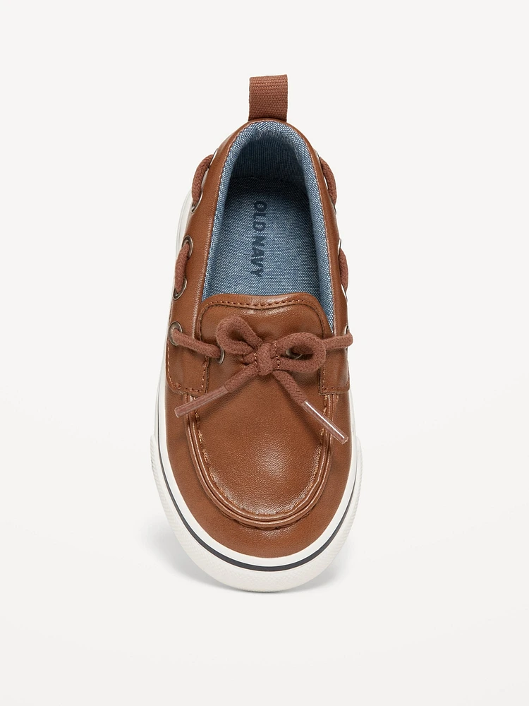 Faux-Leather Boat Shoes for Toddler Boys