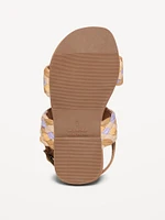 Faux-Leather Raffia Sandals for Toddler Girls
