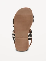 Faux-Leather Raffia Sandals for Toddler Girls