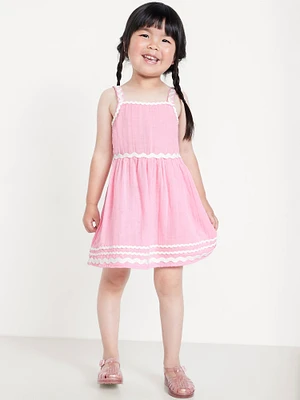 Sleeveless Double-Weave Fit and Flare Dress for Toddler Girls