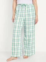 Poplin Wide-Leg Pajama Pants