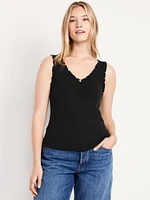Cinched Rib-Knit Tank Top
