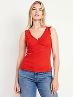 Cinched Rib-Knit Tank Top