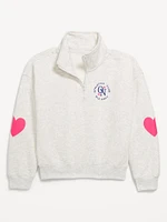 Oversized Quarter-Zip Graphic Sweatshirt for Girls