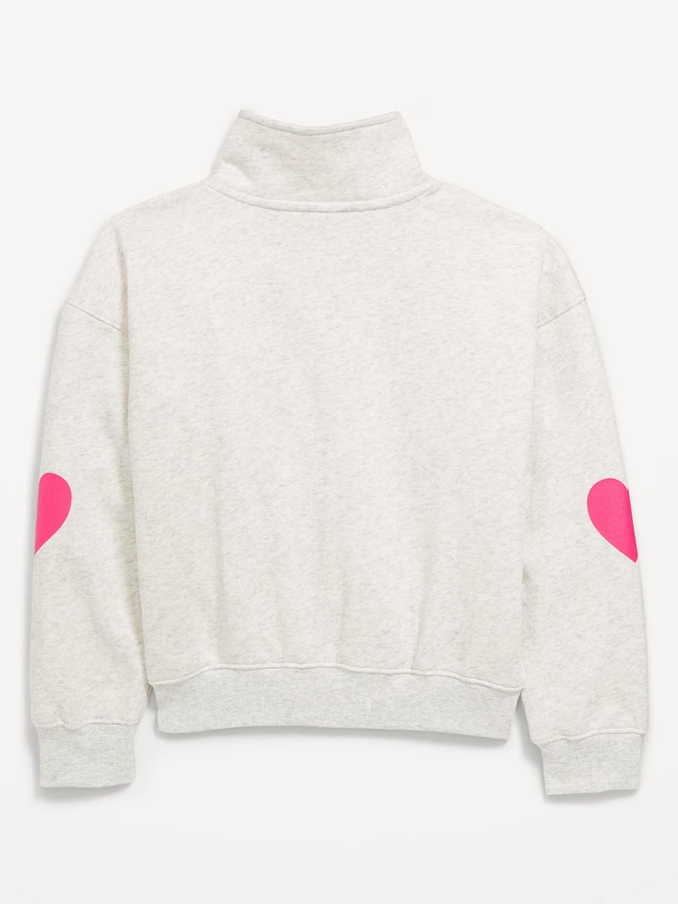 Oversized Quarter-Zip Graphic Sweatshirt for Girls