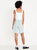 Mid-Rise Baggy Jean Bermuda Shorts -- 9-inch inseam