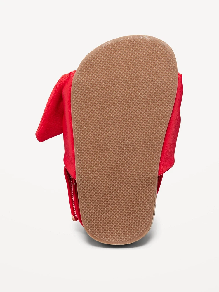 Faux-Leather Bow-Front Sandals for Baby