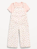 Short-Sleeve T-Shirt and Jumpsuit Set for Toddler Girls