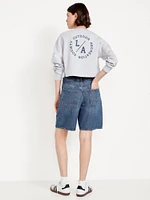 Mid-Rise Baggy Jean Bermuda Shorts -- 9-inch inseam