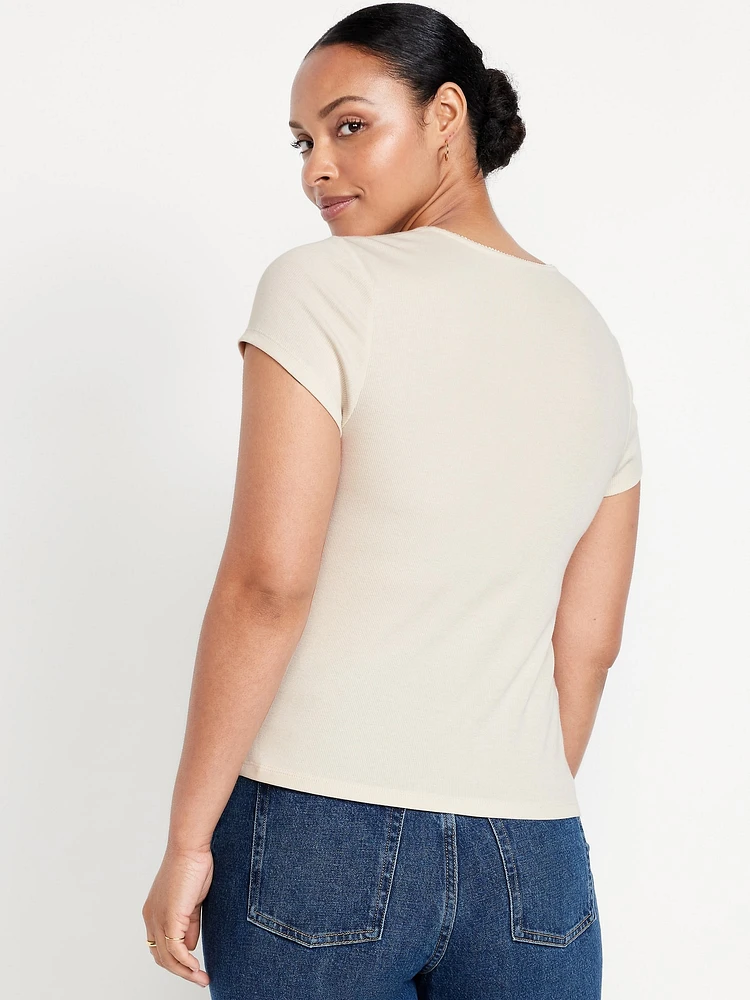 Square-Neck Ribbed T-Shirt