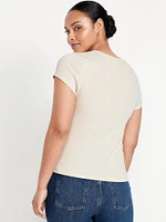 Square-Neck Ribbed T-Shirt