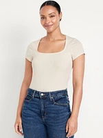Square-Neck Ribbed T-Shirt