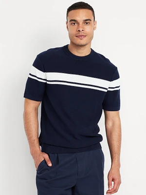 Short-Sleeve Striped Sweater