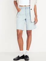 Mid-Rise Baggy Jean Bermuda Shorts -- 9-inch inseam