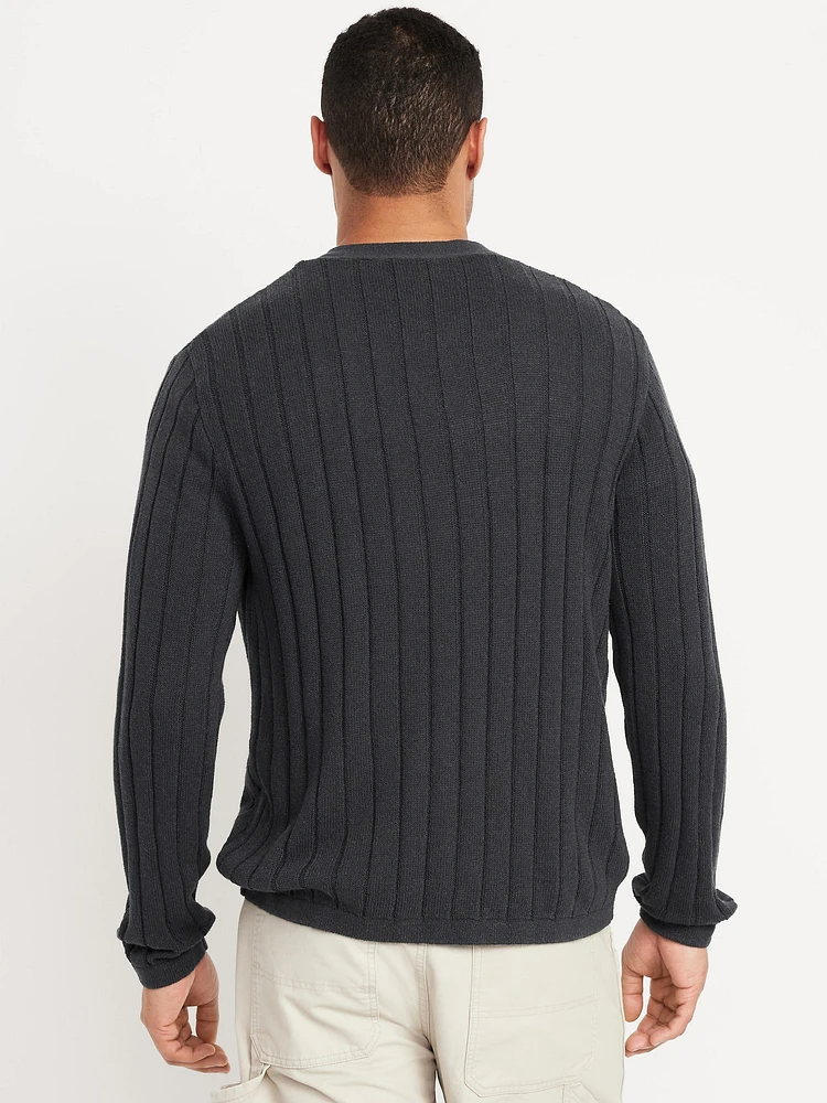Ribbed Button-Front Cardigan