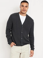 Ribbed Button-Front Cardigan