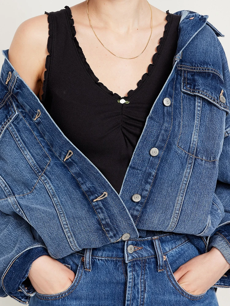 Cinched Rib-Knit Tank Top