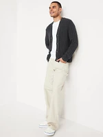 Ribbed Button-Front Cardigan