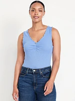 Cinched Rib-Knit Tank Top