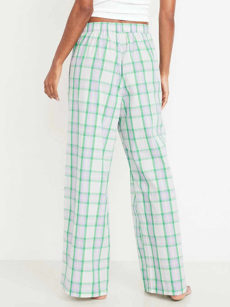 Poplin Wide-Leg Pajama Pants