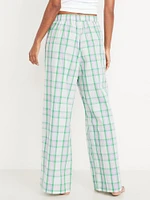 Poplin Wide-Leg Pajama Pants