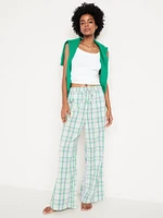 Poplin Wide-Leg Pajama Pants