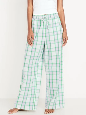 Poplin Wide-Leg Pajama Pants