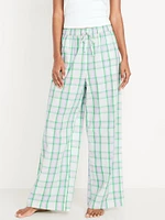 Poplin Wide-Leg Pajama Pants