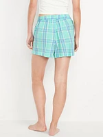 High-Waisted Poplin Boxer Pajama Shorts